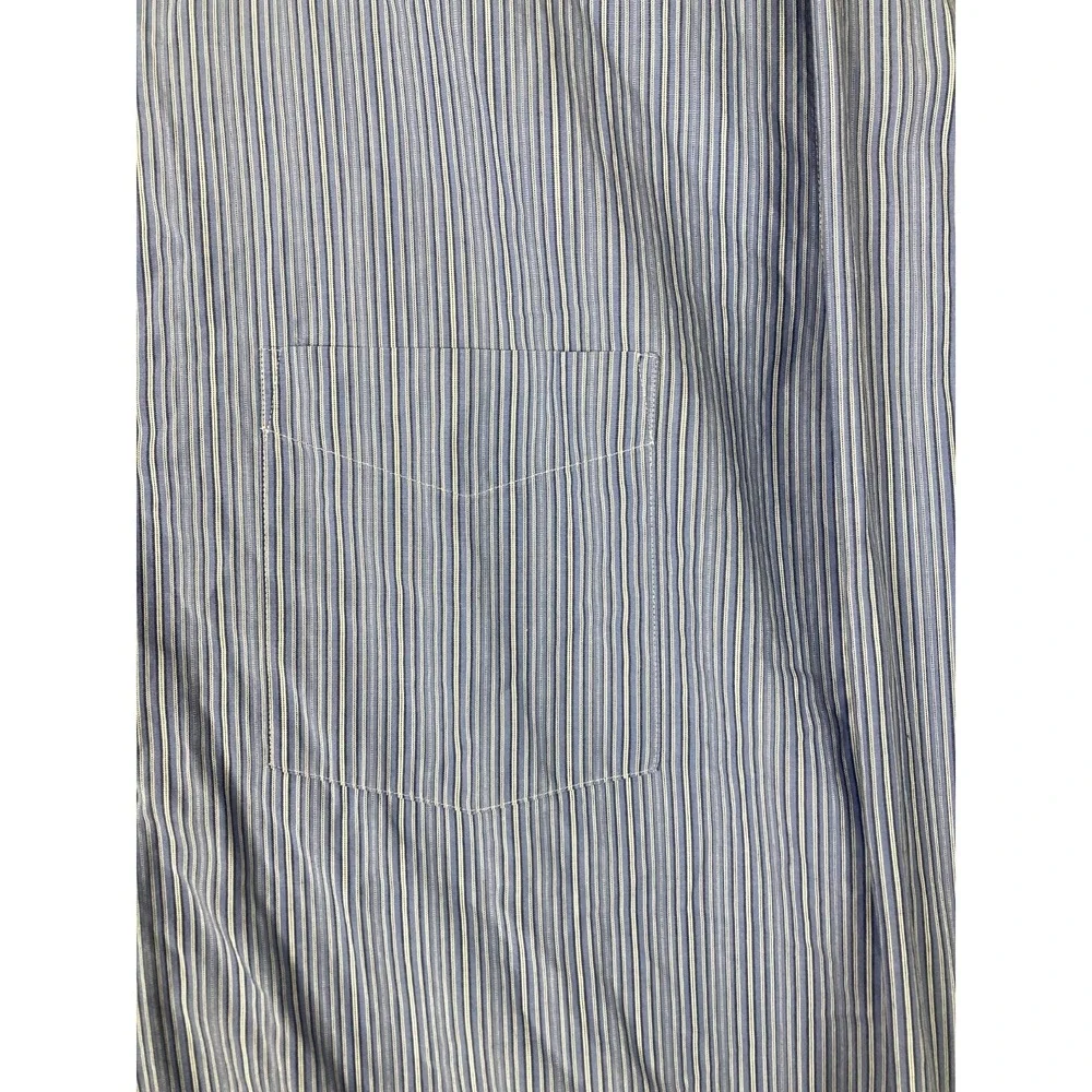 BANANA REPUBLIC Men's Blue Striped Dress Shirt Medium Made in Turkey
